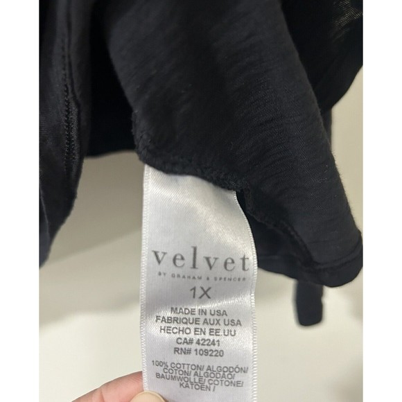 Velvet by Graham & Spencer Black Long Sleeve Blouse 1X NWT - Picture 5 of 6